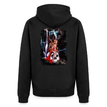 Mysterious blonde with skull | Yolo artwork - Unisex Premium Organic Zip Hoodie - black - Back - Nico (187cm)