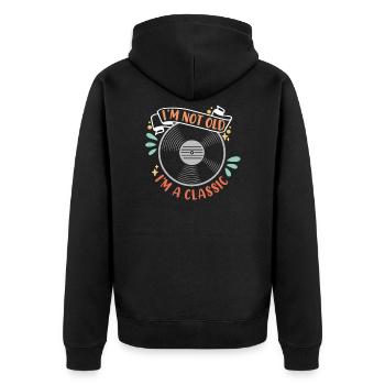 Vinyl Record LP Collector Record Lover Vinyl Music - Unisex Premium Bio Zip Hoodie - Schwarz - Hinten - Nico (187cm)