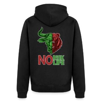 Bullish & Bearish - Unisex Premium Organic Zip Hoodie - black - Back - Nico (187cm)