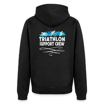 Triathlon Swim Bike Run Triathlete Sport Gift - Unisex Premium Bio Zip Hoodie - Schwarz - Hinten - Nico (187cm)