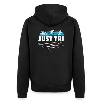 Triathlon Swim Bike Run Triathlete Sport Gift - Unisex Premium Bio Zip Hoodie - Schwarz - Hinten - Nico (187cm)