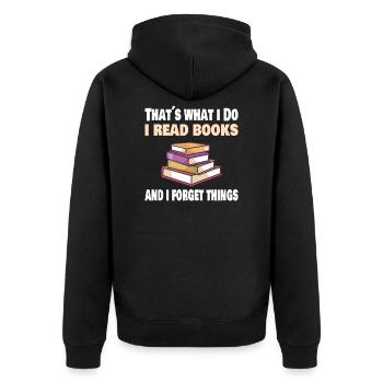 Book Reader Reading Literature Bookworm Gift Idea - Unisex Premium Bio Zip Hoodie - Schwarz - Hinten - Nico (187cm)