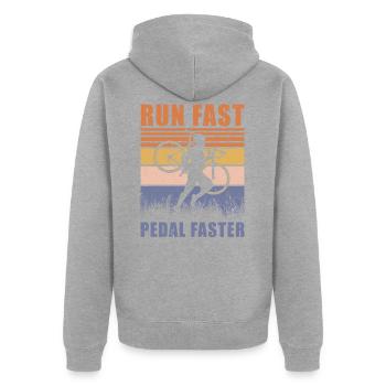 Cyclocross Run Fast Pedal Faster Gravel Bike - Unisex Premium Organic Zip Hoodie - heather grey - Back - Nico (187cm)