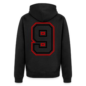 9 Zahl nummer - Unisex Premium Bio Zip Hoodie - Schwarz - Hinten - Nico (187cm)