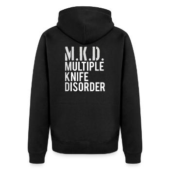 Knife Collector Knife Collection Hunting Fishing - Unisex Premium Bio Zip Hoodie - Schwarz - Hinten - Nico (187cm)