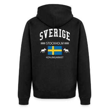Schweden - Unisex Premium Bio Zip Hoodie - Schwarz - Hinten - Nico (187cm)