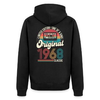 1968 Vintage Birthday Retro Gift - Unisex Premium Organic Zip Hoodie - black - Back - Nico (187cm)