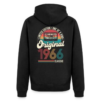 1966 Vintage Birthday Vintage Retro Gift - Unisex Premium Organic Zip Hoodie - black - Back - Nico (187cm)