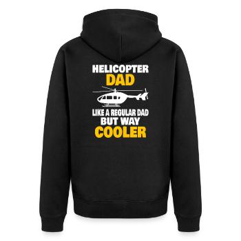 Helicopter Pilot Aviation Helicopter Dad - Unisex Premium Organic Zip Hoodie - black - Back - Nico (187cm)