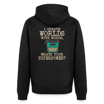 Autor Schreiben Schreiber Literatur Geschenkidee - Unisex Premium Bio Zip Hoodie - Schwarz - Hinten - Nico (187cm)