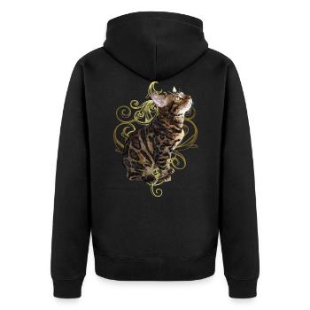 Bengalkatze - Unisex Premium Bio Zip Hoodie - Schwarz - Hinten - Nico (187cm)