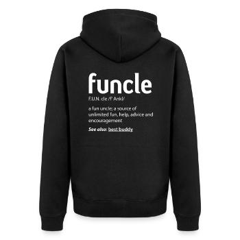 Men Cool funcle Definition Fun uncle - Unisex Premium Organic Zip Hoodie - black - Back - Nico (187cm)