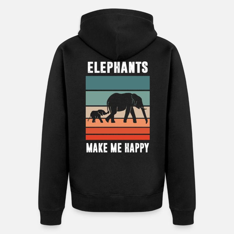 Éléphants - Veste à capuche bio Premium Unisexe - noir