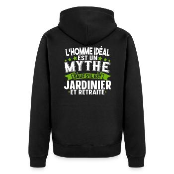 Retraité Jardinier Papy Retraite Humour Cadeau - Veste à capuche bio Premium Unisexe - noir - Dos - Nico (187cm)