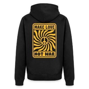 MAKE LOVE NOT WAR - Unisex Premium Bio Zip Hoodie - Schwarz - Hinten - Nico (187cm)
