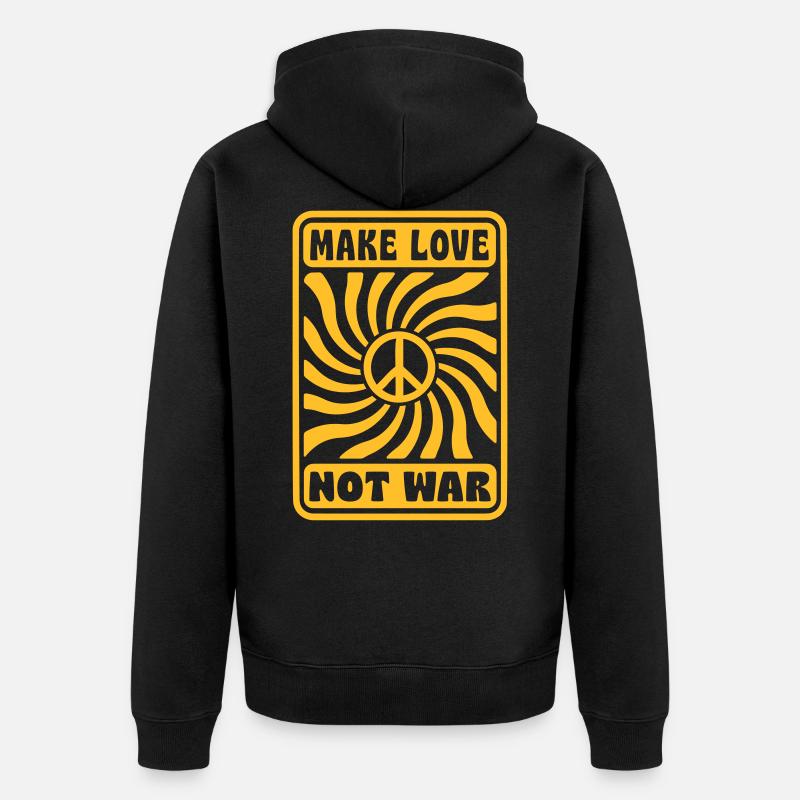 MAKE LOVE NOT WAR - Unisex Premium Bio Zip Hoodie - Schwarz
