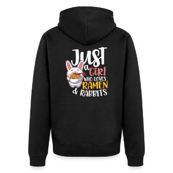 Ramen Fan Japanese Food Rabbit Bunnies Gift - Unisex Premium Organic Zip Hoodie - black - Back - Nico (187cm)
