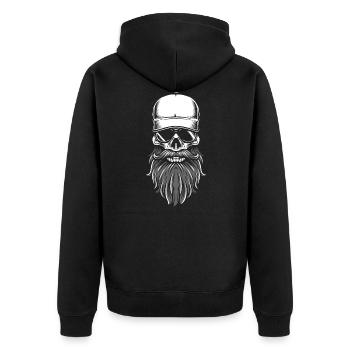 cooler totenkopf mit Sonnenbrille - Unisex Premium Bio Zip Hoodie - Schwarz - Hinten - Nico (187cm)