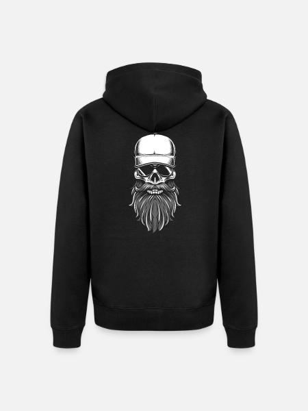 cool skull with sunglasses - Unisex Premium Organic Zip Hoodie - black