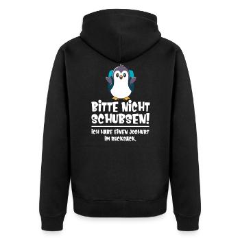 Kids Please don't push penguin cute - Unisex Premium Organic Zip Hoodie - black - Back - Nico (187cm)