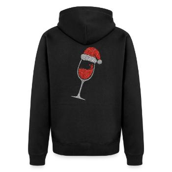 Wein Weihnachten Mütze glitzer schön - Unisex Premium Bio Zip Hoodie - Schwarz - Hinten - Nico (187cm)