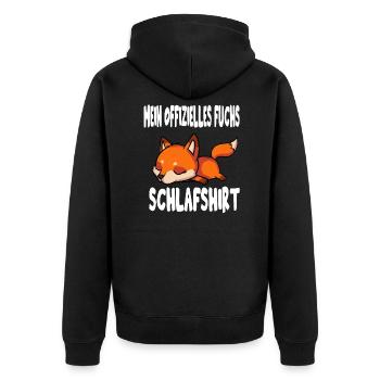 Schlafshirt Pyjama Schlafanzug Fuchs - Unisex Premium Bio Zip Hoodie - Schwarz - Hinten - Nico (187cm)