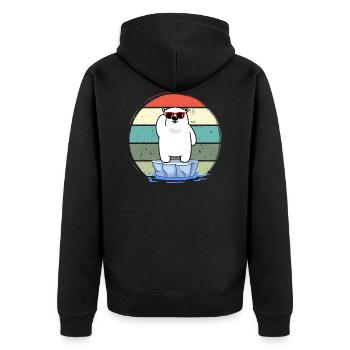 eisbader winterbader winterschwimmer eisbär retro - Unisex Premium Bio Zip Hoodie - Schwarz - Hinten - Nico (187cm)