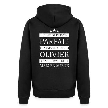 Je ne suis pas parfait mais je suis Olivier cadeau - Veste à capuche bio Premium Unisexe - noir - Dos - Nico (187cm)