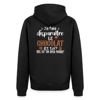Chocolat Choco Cadeau Humour Noël Gourmand - Veste à capuche bio Premium Unisexe - noir - Dos - Nico (187cm)