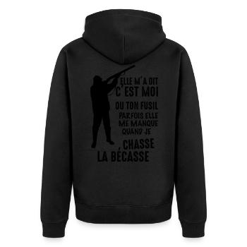 Chasse bécasse cadeau marrant chasseur bécassier - Veste à capuche bio Premium Unisexe - noir - Dos - Nico (187cm)
