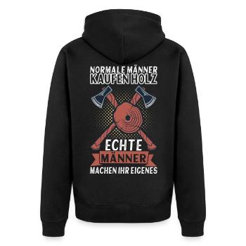 Holzfäller Forstarbeiter Waldarbeiter - Unisex Premium Bio Zip Hoodie - Schwarz - Hinten - Nico (187cm)