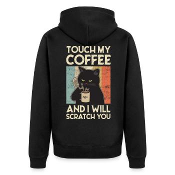toucher mon café chat café matin grouch drôle - Veste à capuche bio Premium Unisexe - noir - Dos - Nico (187cm)