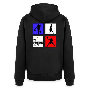 basketball basketball sleep eat basketball repeat - Unisex Premium Bio Zip Hoodie - Schwarz - Hinten - Nico (187cm)