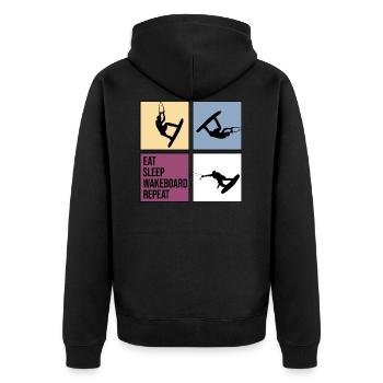 wakeboard wakeboarder cable wasserratte repeat - Unisex Premium Bio Zip Hoodie - Schwarz - Hinten - Nico (187cm)