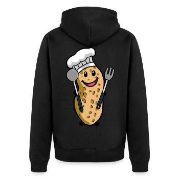 Koch Erdnuss Gourmet Kochkunst Hobbykoch Nuss - Unisex Premium Bio Zip Hoodie - Schwarz - Hinten - Nico (187cm)