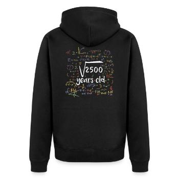 Square root from 2500 maths 50th birthday - Unisex Premium Organic Zip Hoodie - black - Back - Nico (187cm)