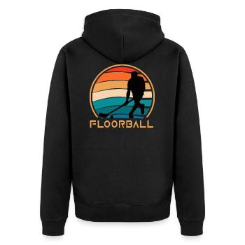 floorball bandy floorball player floorball - Unisex Premium Organic Zip Hoodie - black - Back - Nico (187cm)