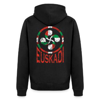 Flagge von Euskadi. Lauburu Baskenland. Ikurriña - Unisex Premium Bio Zip Hoodie - Schwarz - Hinten - Nico (187cm)