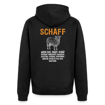 Schäff Chef Schaaf witzig sarkasmus - Unisex Premium Bio Zip Hoodie - Schwarz - Hinten - Nico (187cm)