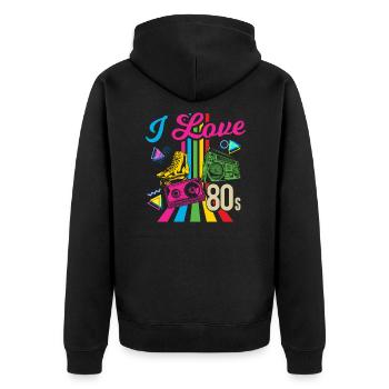 I Love 80s ich liebe die 80ger musik - Unisex Premium Bio Zip Hoodie - Schwarz - Hinten - Nico (187cm)