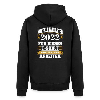 Notfallsanitäter 2022 - Unisex Premium Bio Zip Hoodie - Schwarz - Hinten - Nico (187cm)