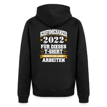 Schiffsmechaniker 2022 - Unisex Premium Bio Zip Hoodie - Schwarz - Hinten - Nico (187cm)