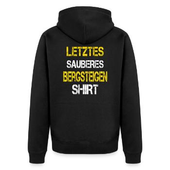 Bergsteigen - Unisex Premium Bio Zip Hoodie - Schwarz - Hinten - Nico (187cm)