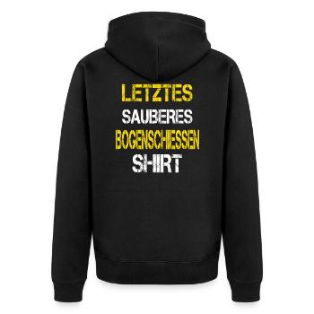Bogenschiessen - Unisex Premium Bio Zip Hoodie - Schwarz - Hinten - Nico (187cm)