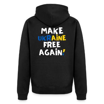 Free Ukraine - Unisex Premium Organic Zip Hoodie - black - Back - Nico (187cm)