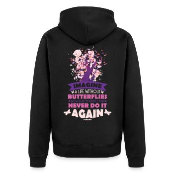 Imaginez une vie sans papillons - Veste à capuche bio Premium Unisexe - noir - Dos - Nico (187cm)