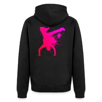 Hip Hop Hiphop Bgirl Breakdance Damen Break Dance - Unisex Premium Bio Zip Hoodie - Schwarz - Hinten - Nico (187cm)