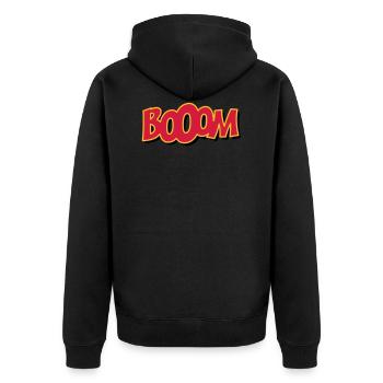 booom - Unisex Premium Organic Zip Hoodie - black - Back - Nico (187cm)