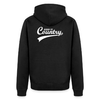 KEEP IT COUNTRY - Unisex Premium Organic Zip Hoodie - black - Back - Nico (187cm)