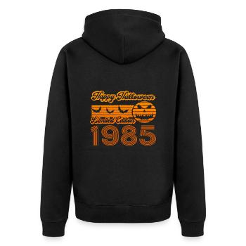 Halloween Pumpkin Birthday 1985 Vintage - Unisex Premium Organic Zip Hoodie - black - Back - Nico (187cm)